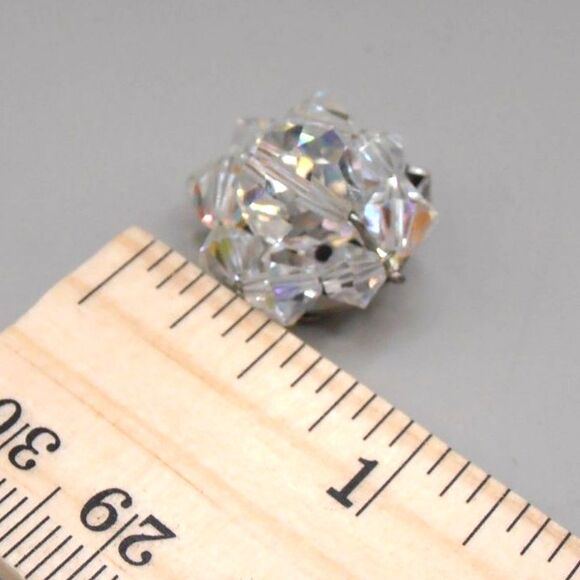 Vintage Aurora Borealis Beaded Shoe Clips – Iridescent Crystal Cluster Sparkle - Picture 3 of 3